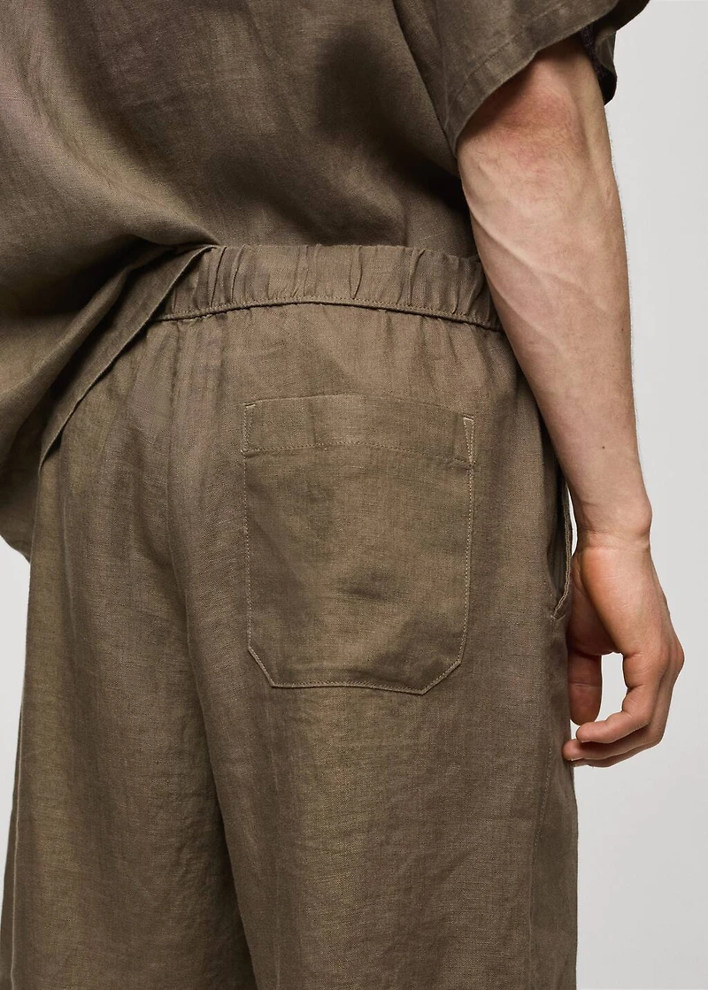 100% linen bermuda shorts with drawstring