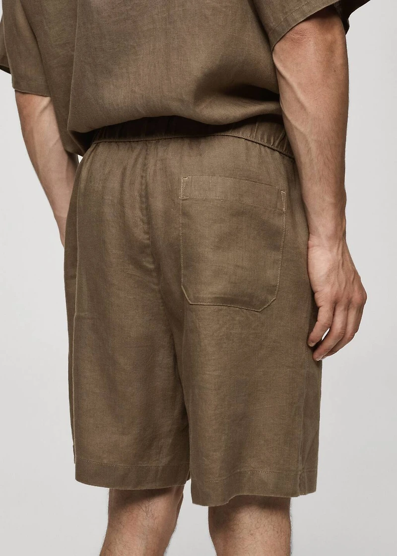 100% linen bermuda shorts with drawstring