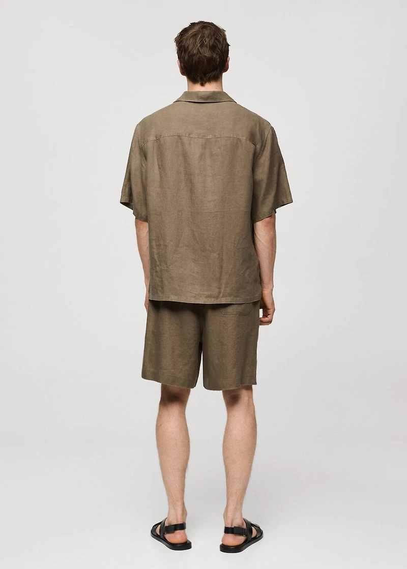 100% linen bermuda shorts with drawstring