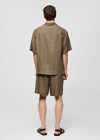 100% linen bermuda shorts with drawstring