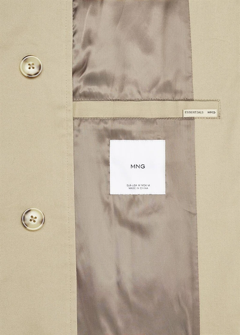 Cotton trench coat with collar detail