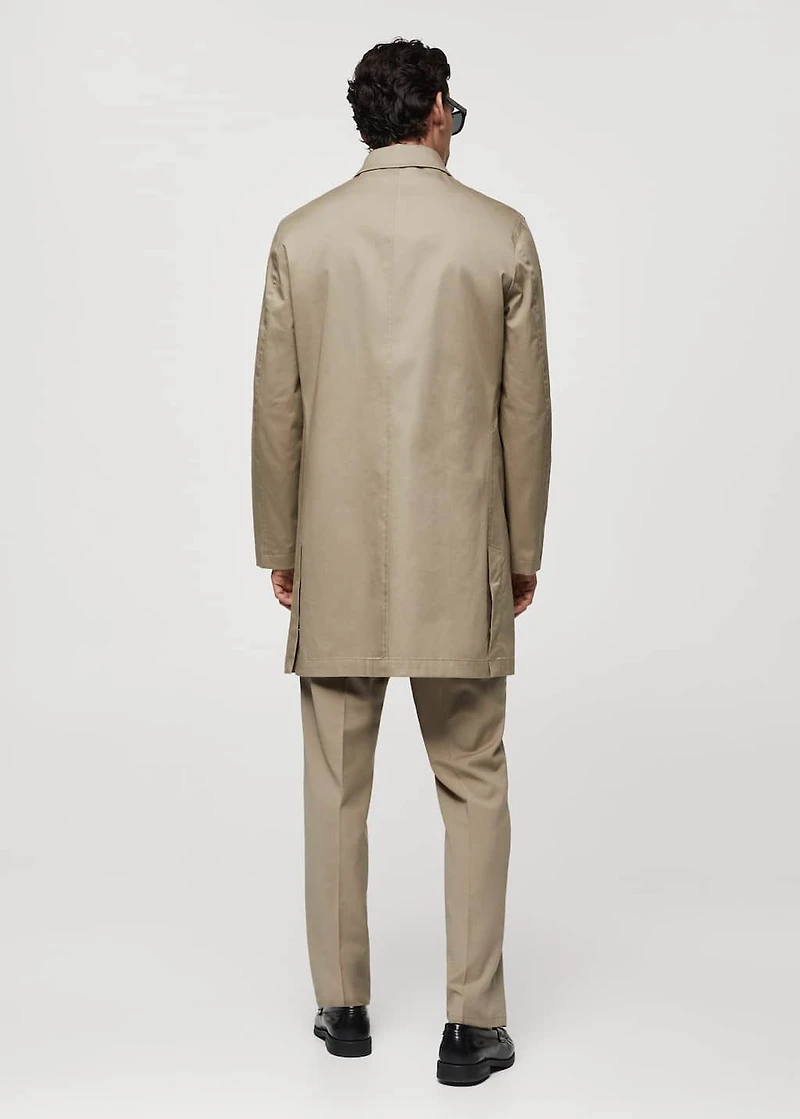 Cotton trench coat with collar detail