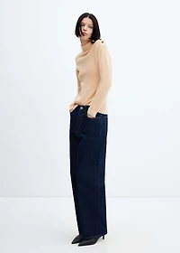 Shouder buttons ribbed sweater