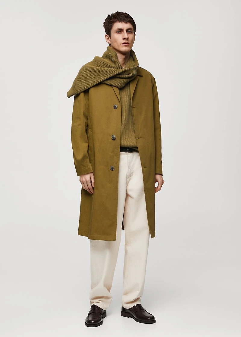 Relaxed-fit cotton trench coat