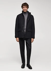 Short wool coat with pockets
