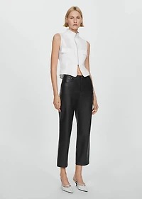 Leather-effect straight pants