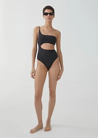 Swimsuit with asymmetrical opening