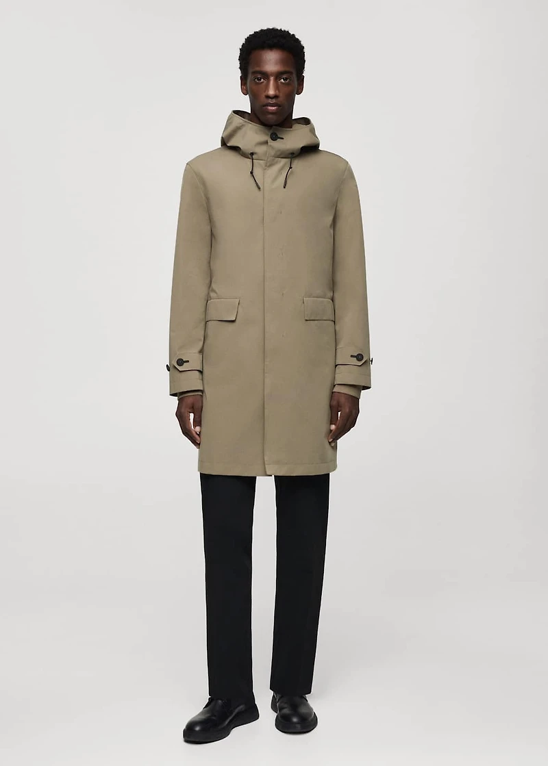 Water-repellent hooded barn jacket