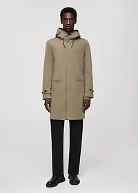 Water-repellent hooded barn jacket