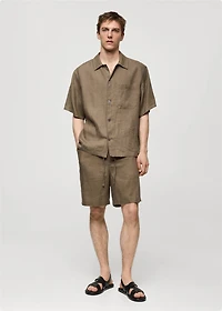 100% linen bermuda shorts with drawstring