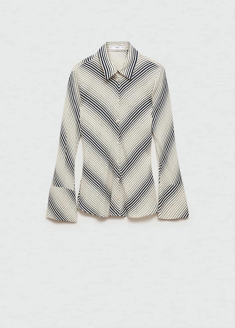 Striped shirt with flared sleeves