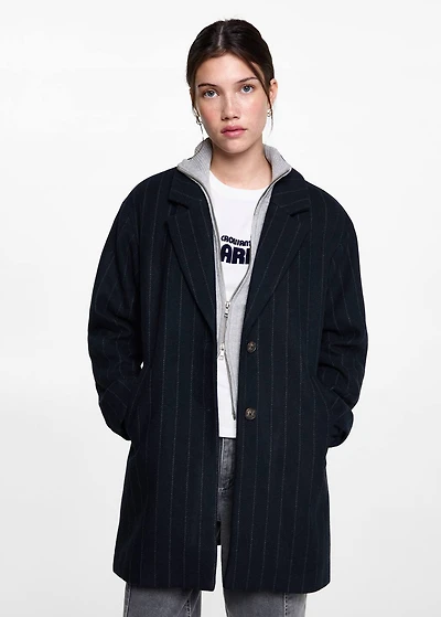 Striped wool coat