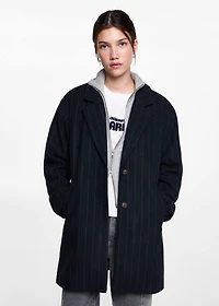 Striped wool coat