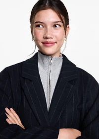 Striped wool coat