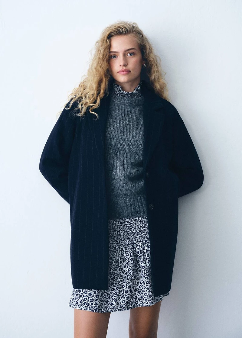 Striped wool coat