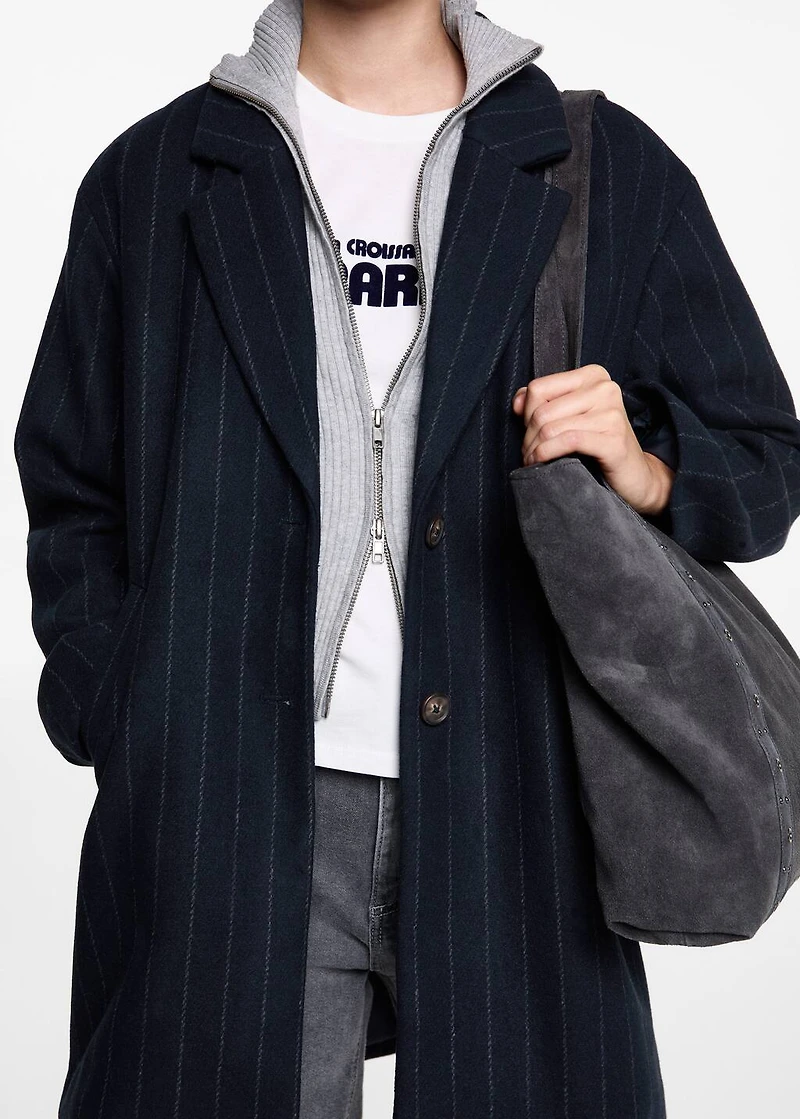 Striped wool coat