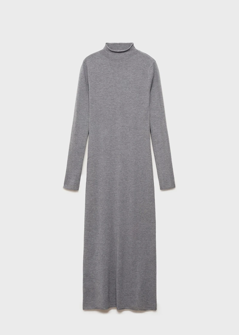 Perkins-neck knitted dress