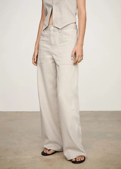 Striped wide leg jeans