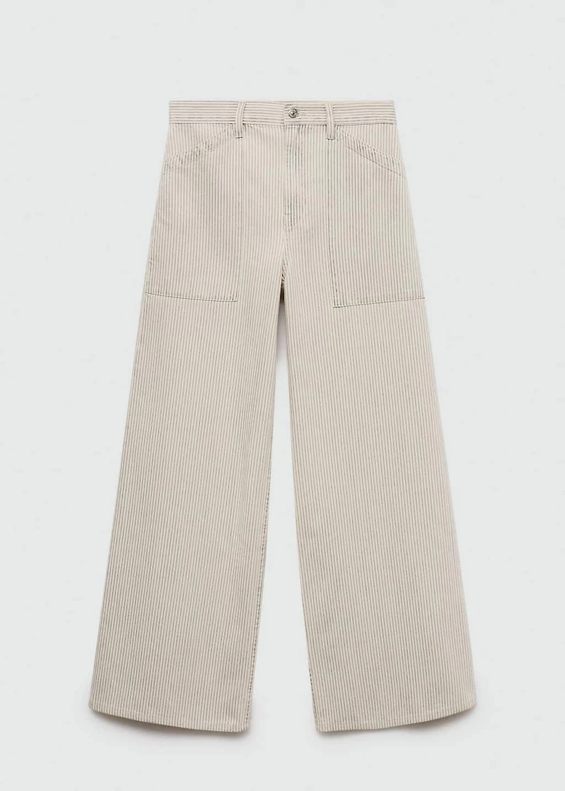 Striped wide leg jeans
