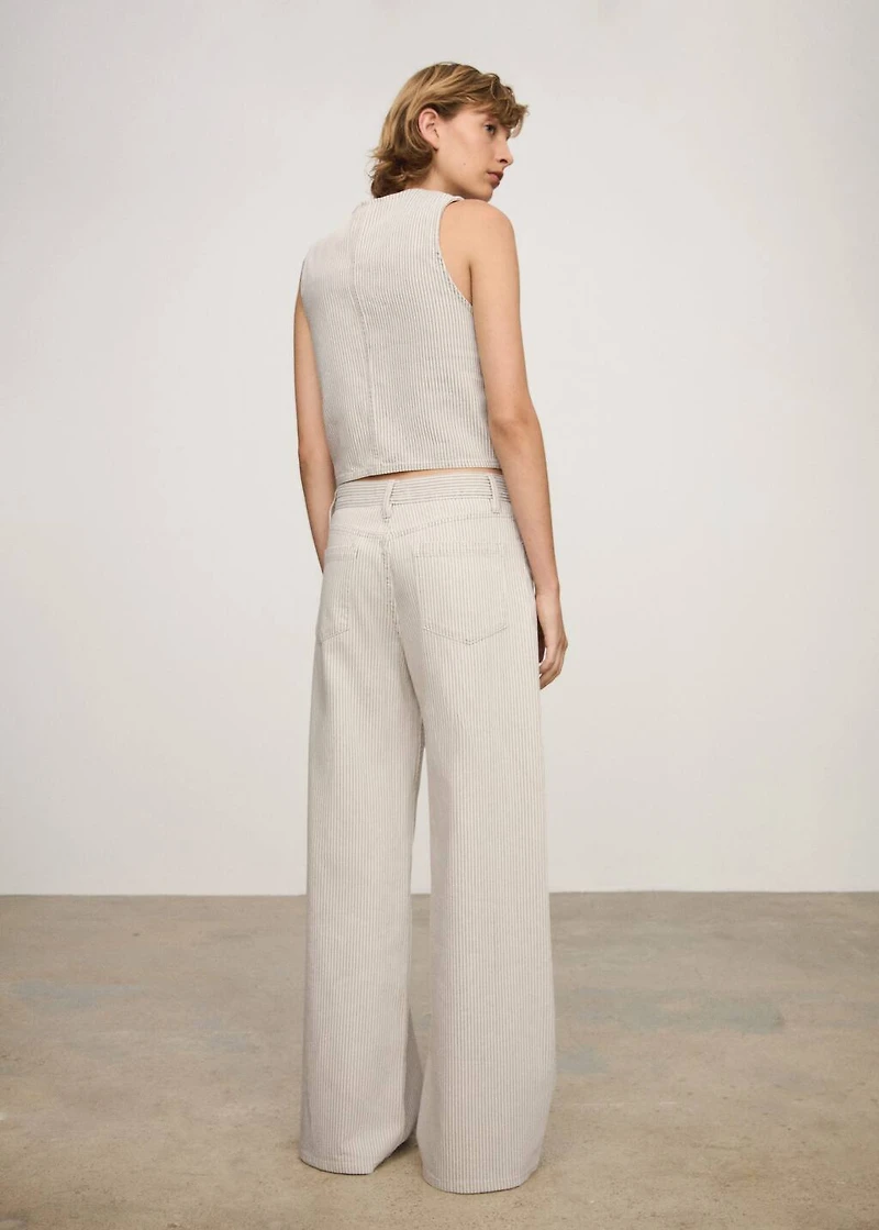 Striped wide leg jeans