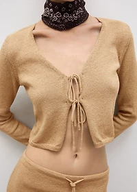 Knitted cardigan with bow