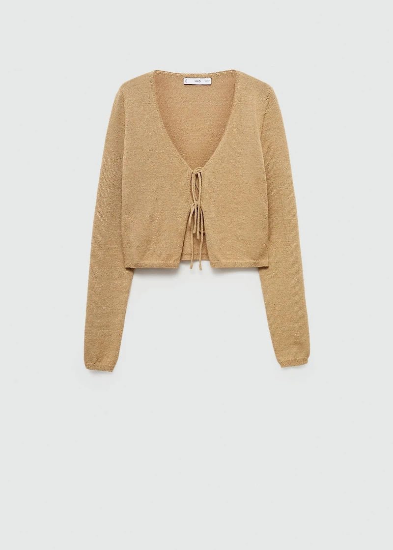 Knitted cardigan with bow
