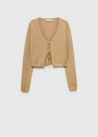 Knitted cardigan with bow