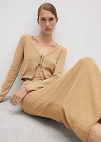 Knitted cardigan with bow