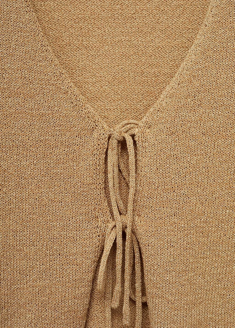 Knitted cardigan with bow