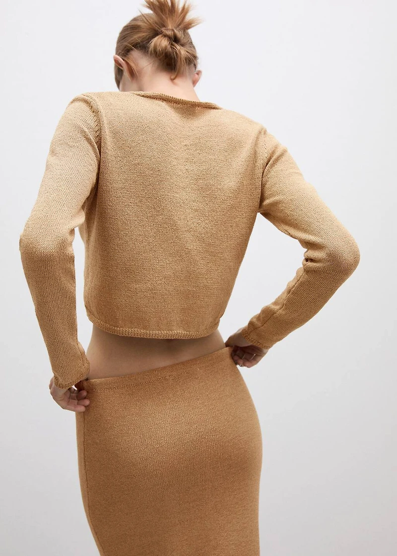 Knitted cardigan with bow