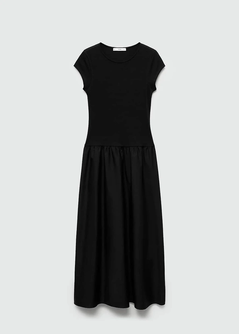 Flared dress combined fabric
