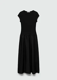 Flared dress combined fabric