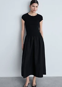 Flared dress combined fabric