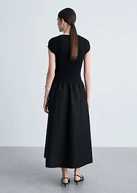 Flared dress combined fabric