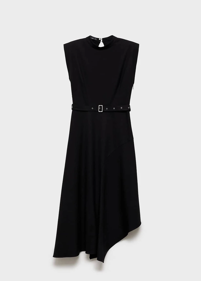 Asymmetrical dress with belt