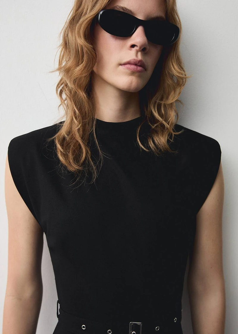 Asymmetrical dress with belt