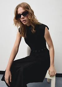 Asymmetrical dress with belt