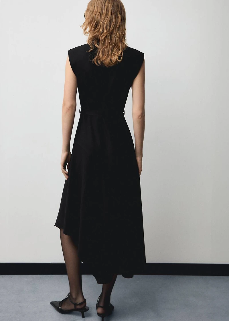 Asymmetrical dress with belt