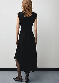 Asymmetrical dress with belt