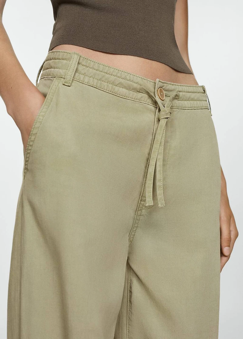 Lyocell pants with adjustable drawstring