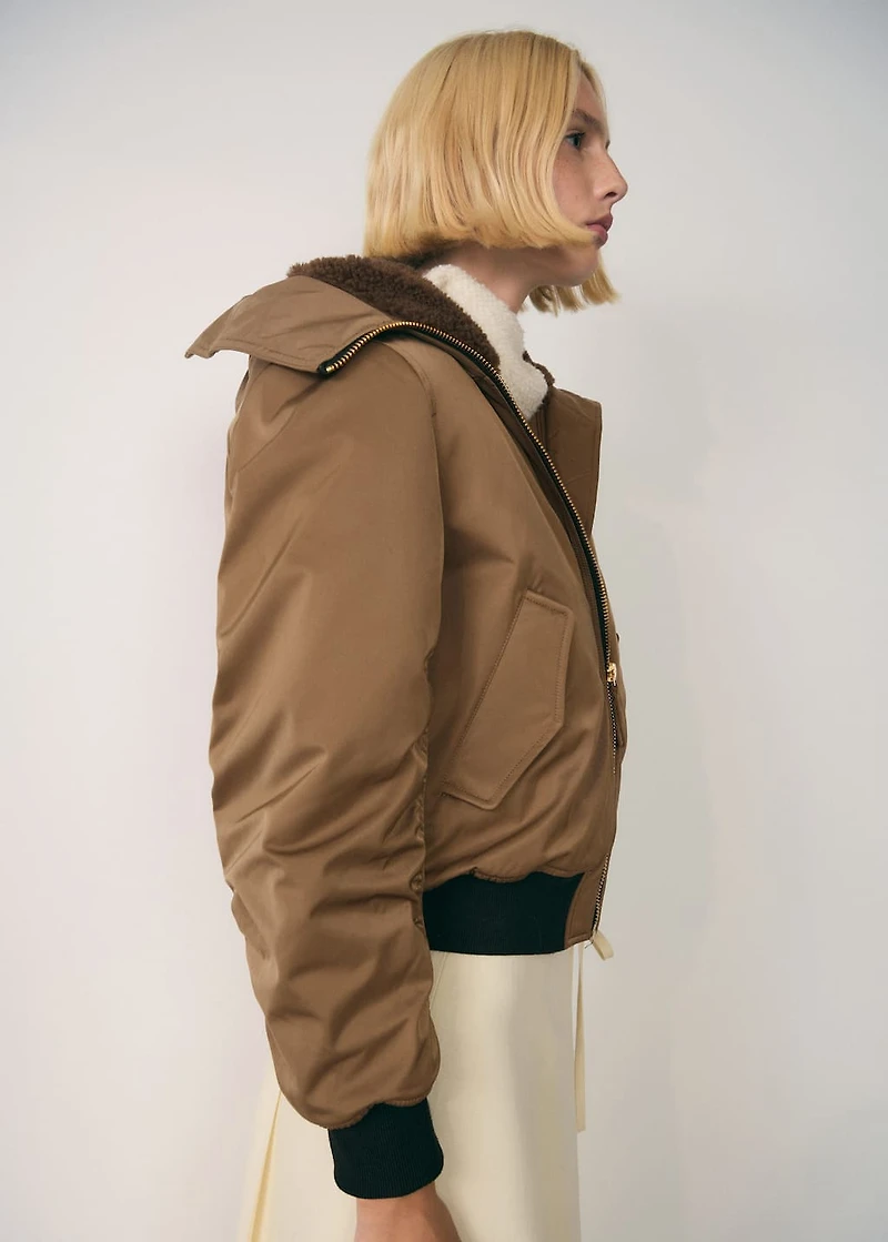 Bomber jacket with fleece lining