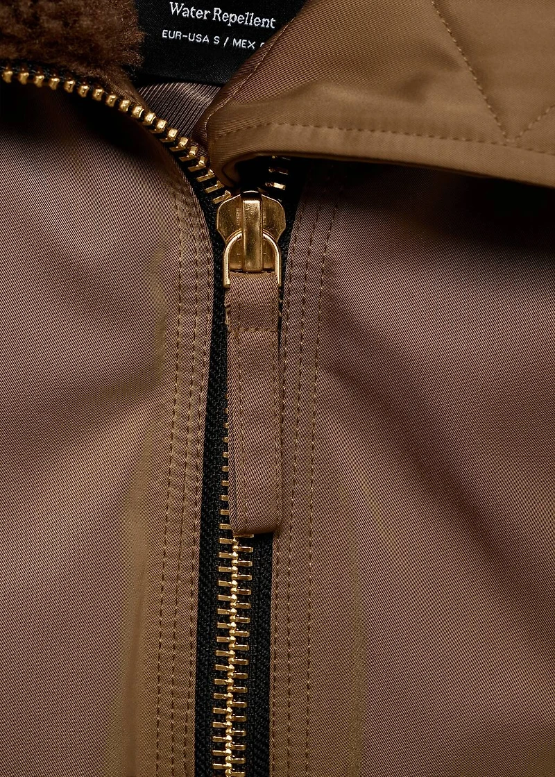 Bomber jacket with fleece lining