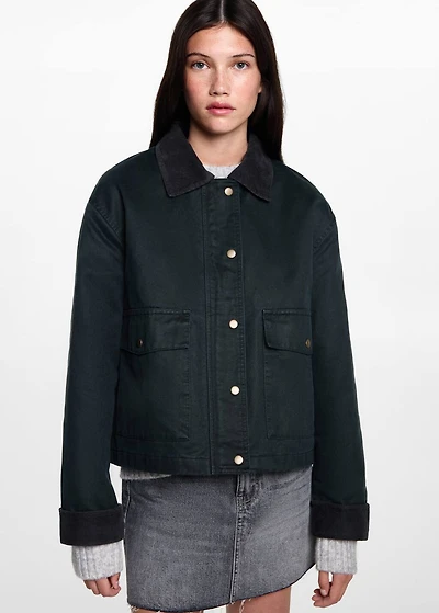 Waxed-effect short barn jacket