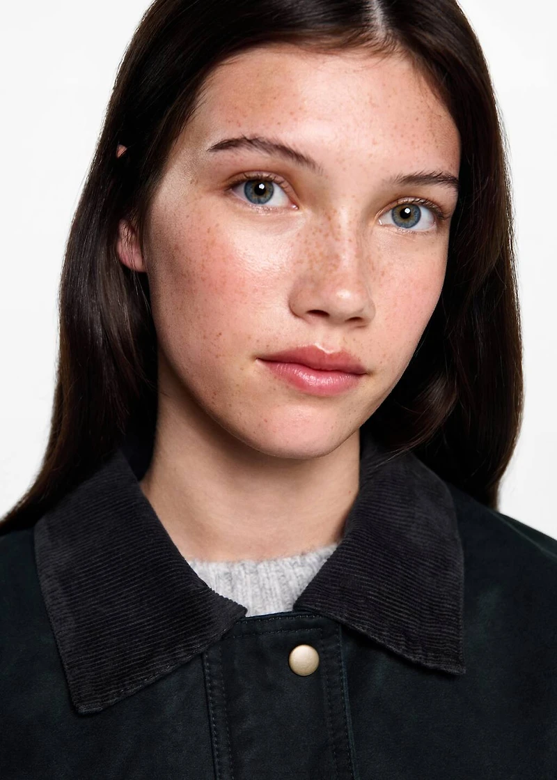 Waxed-effect short barn jacket