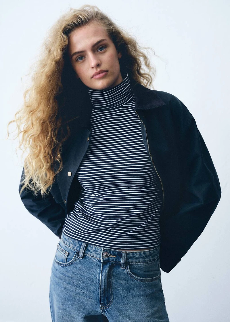 Waxed-effect short barn jacket