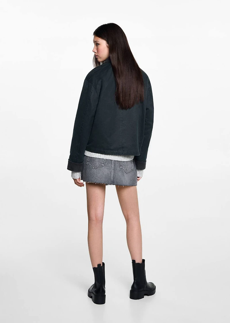 Waxed-effect short barn jacket