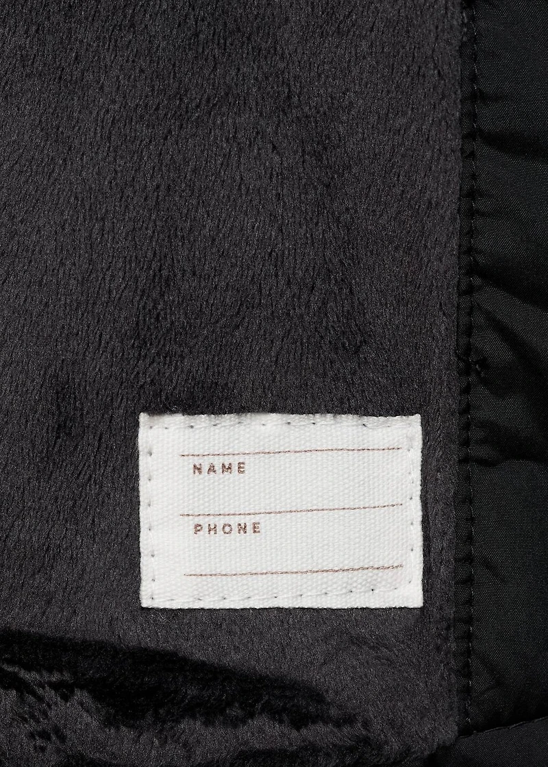 Quilted coat with fur-effect hood