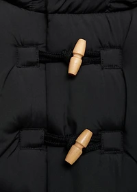 Quilted coat with fur-effect hood