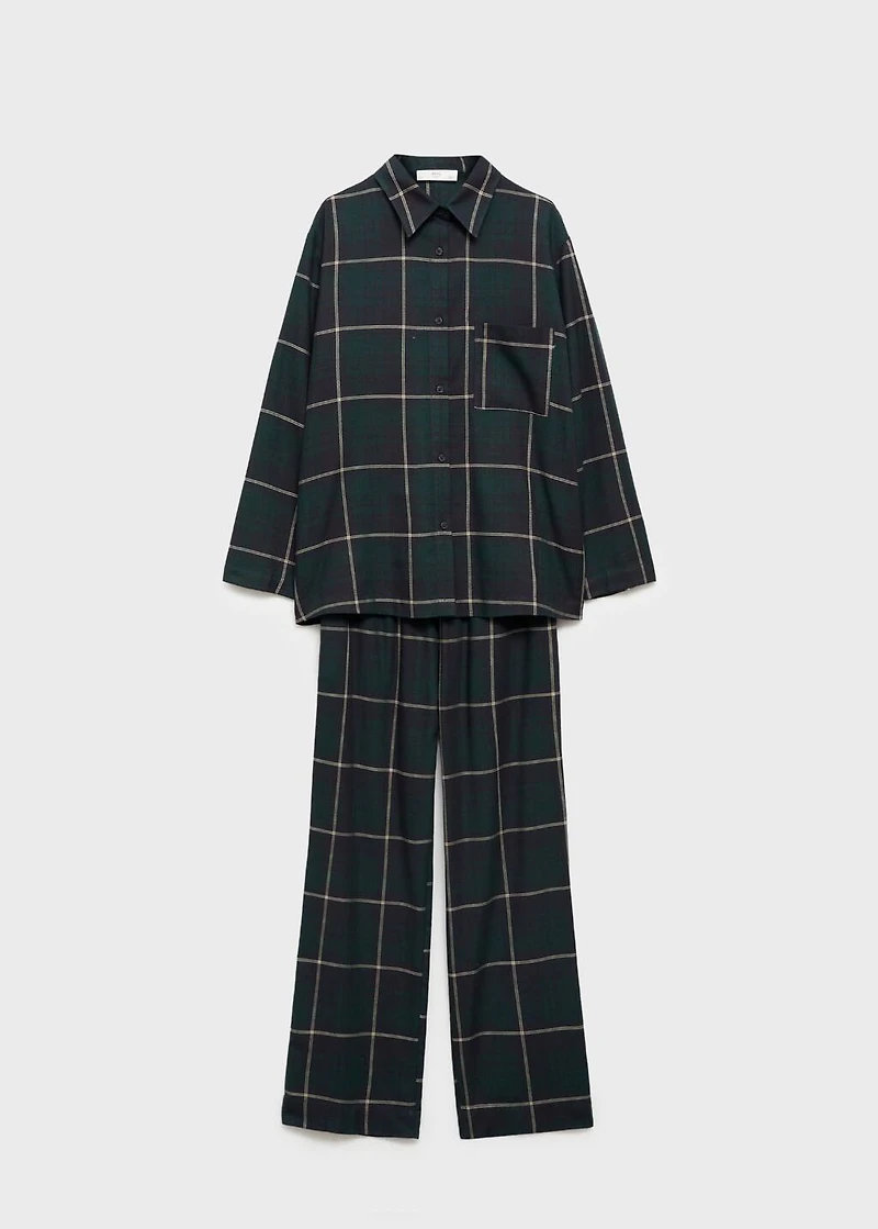 Check flannel pyjama shirt