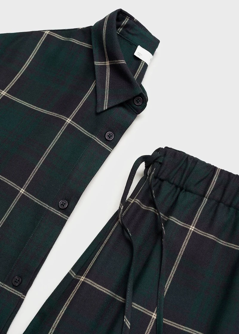 Check flannel pyjama shirt